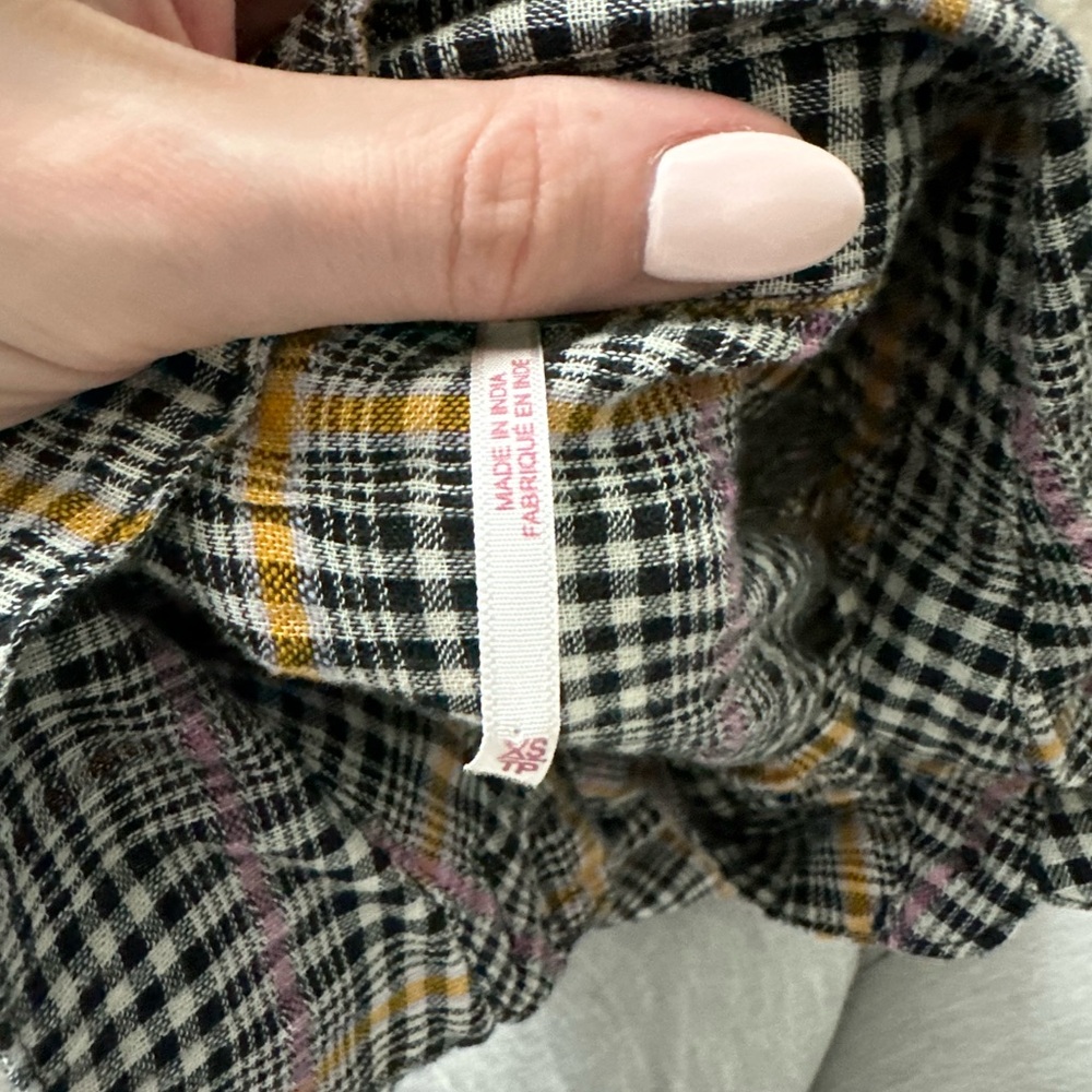 Free People Break My Stride Oversized Plaid Long Sleeve Button Up Shirt Size XS - Picture 4 of 4
